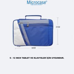 Microcase 9-12 inch Çok Gözlü Su Geçirmez Darbelere Dayanıklı Tablet Çantası AL4346 Lacivert Krem Gri