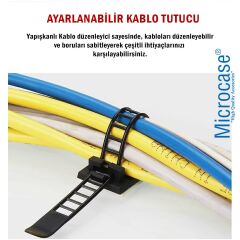 Microcase Kendinden Yapışkanlı Microcase Ayarlanabilir Yapışkanlı Kablo Düzenleyici ve Sabitleyici Klips 15 Adet AL5409