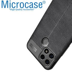 Microcase Oppo A15S Leather Tpu Silikon Kılıf - Siyah