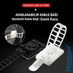 Microcase Kendinden Yapışkanlı Microcase Ayarlanabilir Yapışkanlı Kablo Düzenleyici ve Sabitleyici Klips 20 Adet AL5409