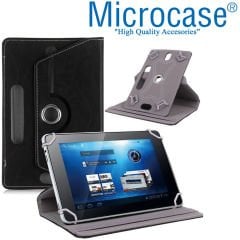 Microcase Lenovo Tab 4 10 Plus Tablet Universal Döner Standlı Kılıf - Siyah + Tempered Glass Cam Koruma