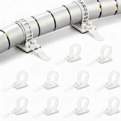 Microcase Kendinden Yapışkanlı Microcase Ayarlanabilir Yapışkanlı Kablo Düzenleyici ve Sabitleyici Klips 10 Adet Beyaz AL5409