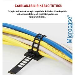 Microcase Kendinden Yapışkanlı Microcase Ayarlanabilir Yapışkanlı Kablo Düzenleyici ve Sabitleyici Klips 10 Adet Beyaz AL5409