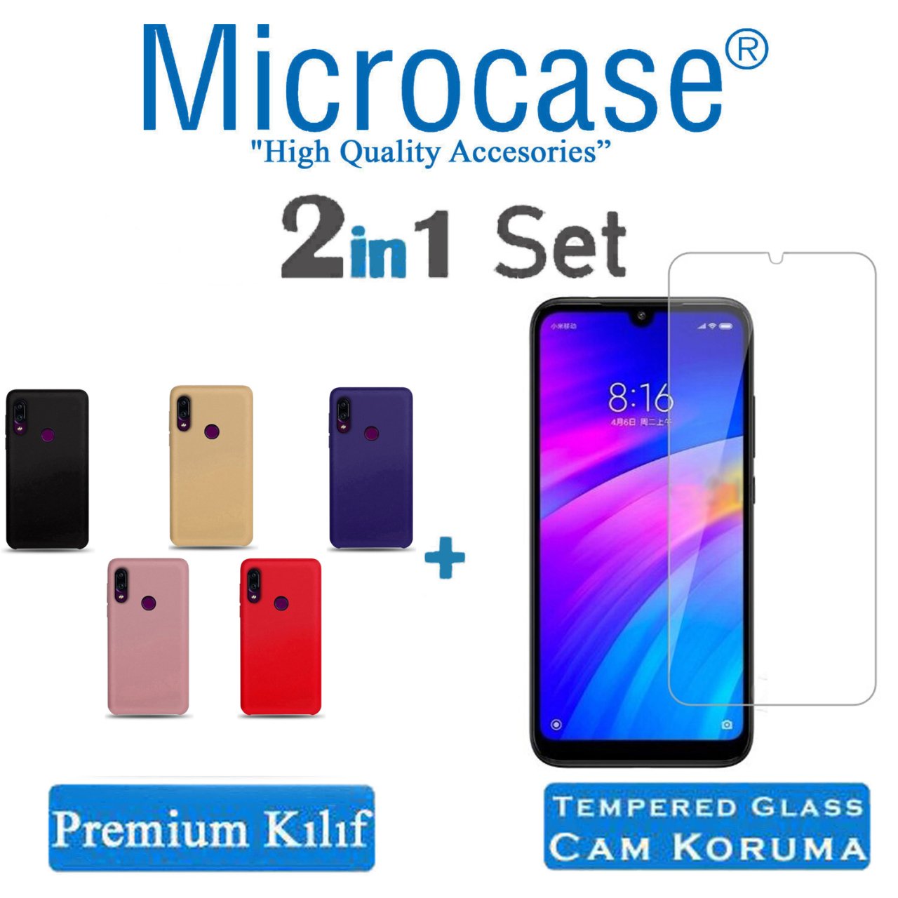 Xiaomi Redmi 7 Premium Matte Silikon Kılıf + CAM (SEÇİN)