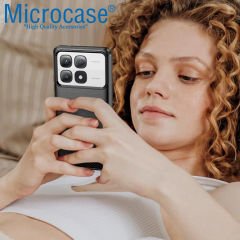 Microcase Xiaomi 14T Pro ile Uyumlu Brushed Carbon Fiber Silikon Kılıf - Siyah AL3332