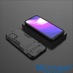 Microcase Xiaomi Mi10 Lite Alfa Serisi Armor Standlı Perfect Koruma Kılıf - Siyah