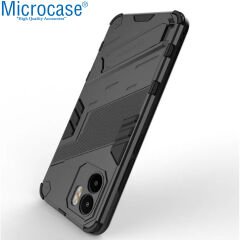 Microcase Xiaomi Redmi A1 / A1 Plus Matrix Serisi Armor Standlı Perfect Koruma Kılıf -Siyah AL3416