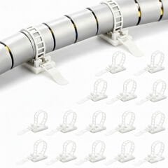 Microcase Kendinden Yapışkanlı Microcase Ayarlanabilir Yapışkanlı Kablo Düzenleyici ve Sabitleyici Klips 15 Adet Beyaz AL5409