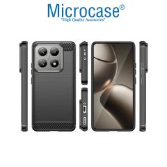 Microcase Xiaomi Redmi Note 14 5G ile Uyumlu Brushed Carbon Fiber Silikon Kılıf - Siyah AL3332