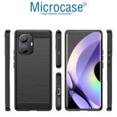 Microcase Realme 10 Pro Plus Brushed Carbon Fiber Silikon Kılıf - Siyah AL3332