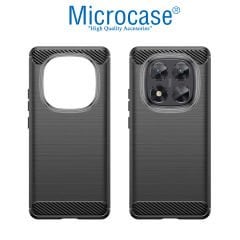 Microcase Xiaomi Redmi Note 14 Pro 5G ile Uyumlu Brushed Carbon Fiber Silikon Kılıf - Siyah AL3332