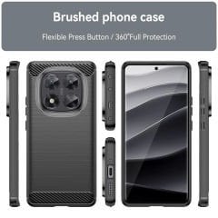 Microcase Xiaomi Redmi Note 14 Pro 5G ile Uyumlu Brushed Carbon Fiber Silikon Kılıf - Siyah AL3332