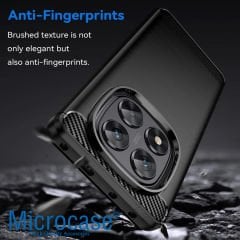 Microcase Xiaomi Redmi Note 14 Pro 5G ile Uyumlu Brushed Carbon Fiber Silikon Kılıf - Siyah AL3332