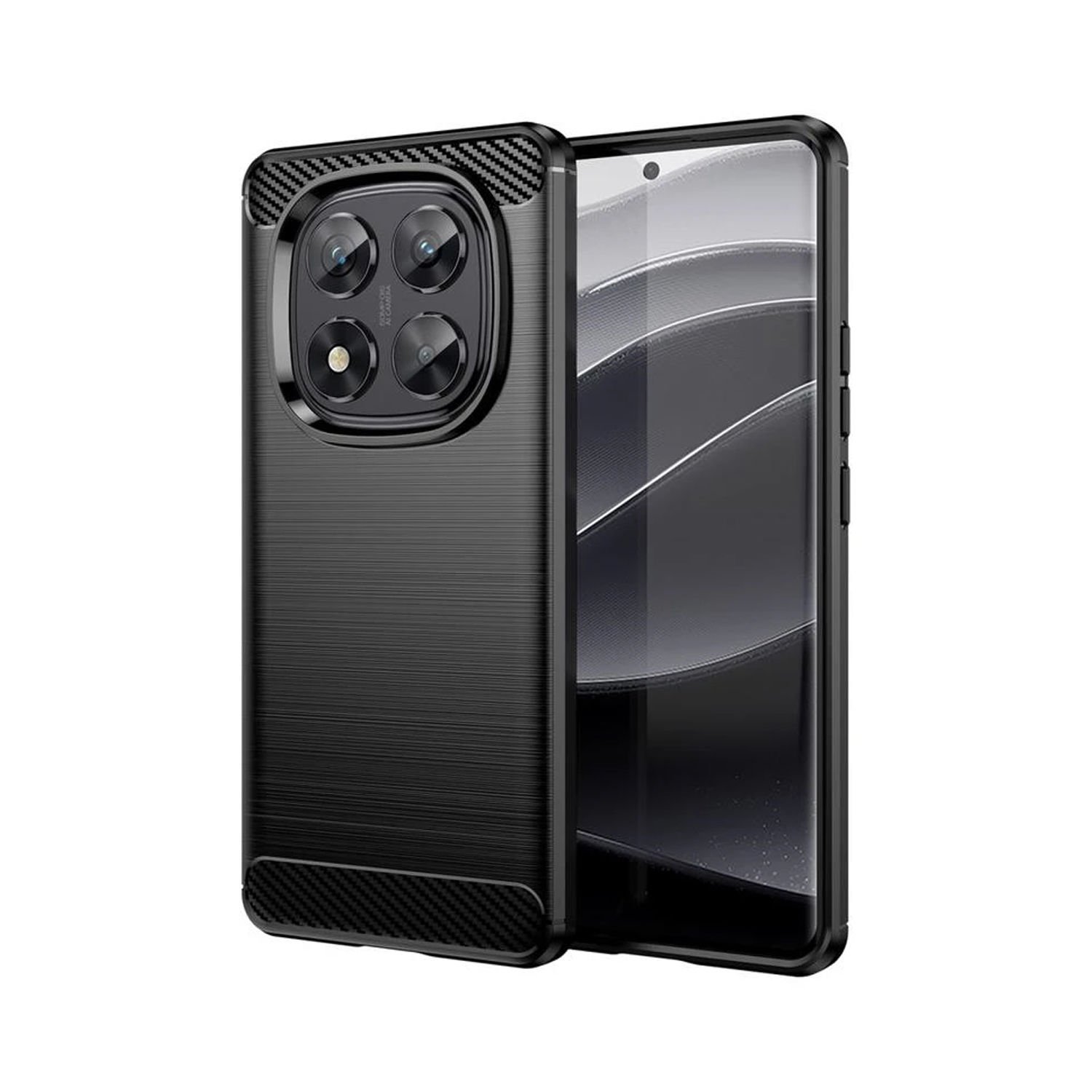 Microcase Xiaomi Redmi Note 14 Pro 5G ile Uyumlu Brushed Carbon Fiber Silikon Kılıf - Siyah AL3332