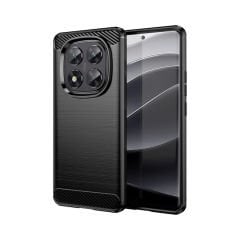 Microcase Xiaomi Redmi Note 14 Pro 5G ile Uyumlu Brushed Carbon Fiber Silikon Kılıf - Siyah AL3332