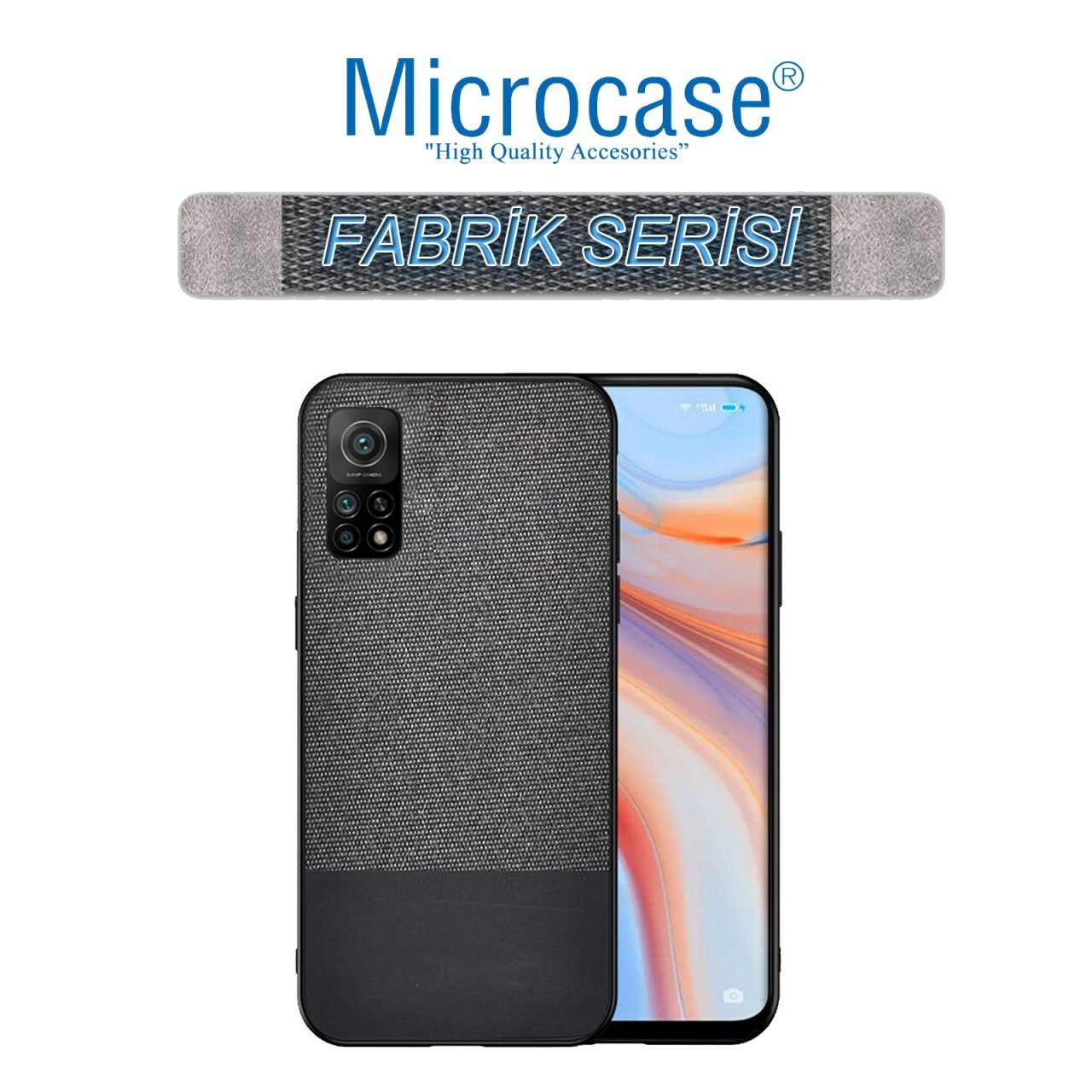 Xiaomi Mi 10T Fabrik Serisi Kumaş ve Deri Desen Kılıf - Siyah