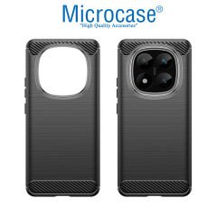 Microcase Xiaomi Redmi Note 14 Pro Plus 5G ile Uyumlu Brushed Carbon Fiber Silikon Kılıf - Siyah AL3332