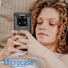 Microcase Xiaomi Redmi Note 14 Pro Plus 5G ile Uyumlu Brushed Carbon Fiber Silikon Kılıf - Siyah AL3332