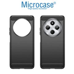Microcase Xiaomi Redmi 14C  4G - 14R ile Uyumlu Brushed Carbon Fiber Silikon Kılıf - Siyah AL3332