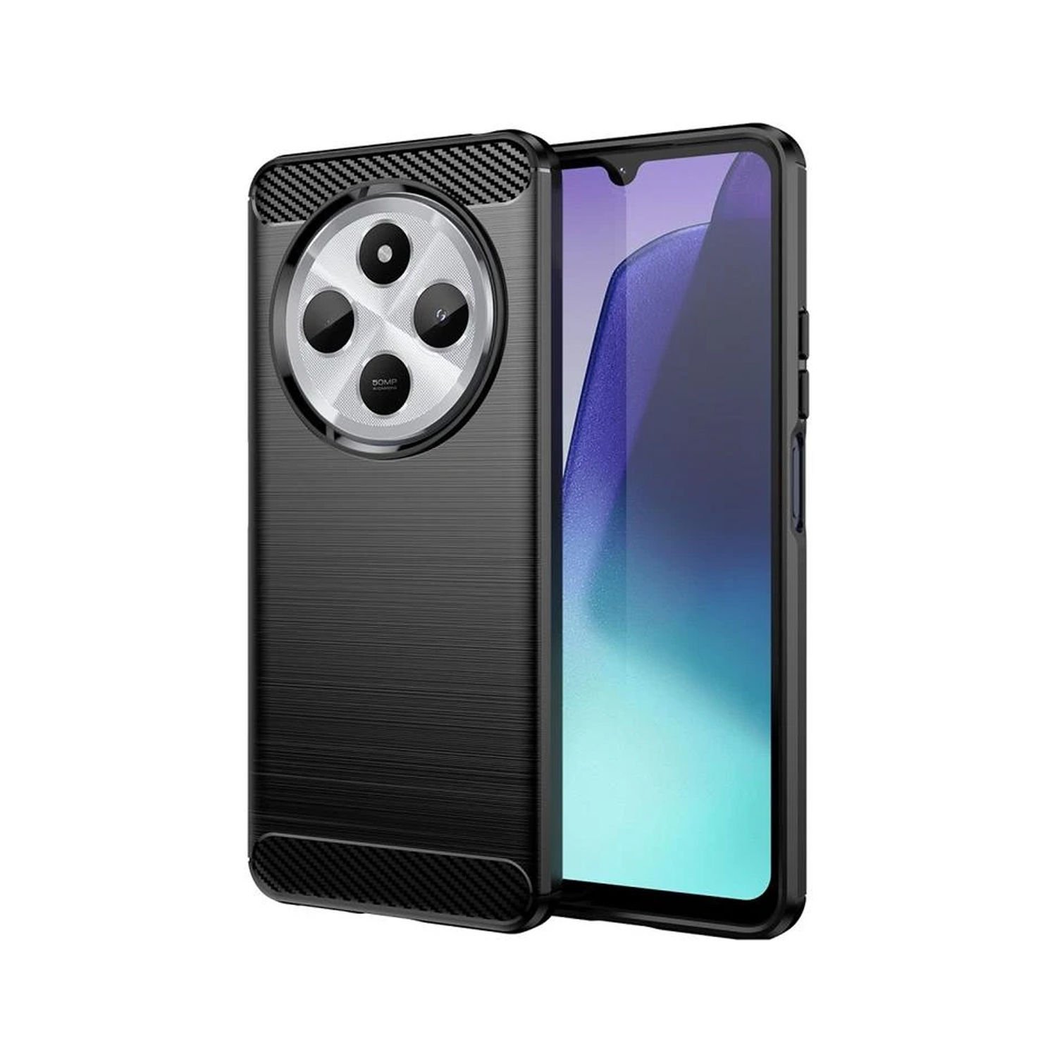 Microcase Xiaomi Redmi 14C  4G - 14R ile Uyumlu Brushed Carbon Fiber Silikon Kılıf - Siyah AL3332