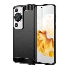 Microcase Huawei P60 / P60 Pro Brushed Carbon Fiber Silikon Kılıf - Siyah AL3332