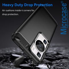 Microcase Huawei P60 / P60 Pro Brushed Carbon Fiber Silikon Kılıf - Siyah AL3332