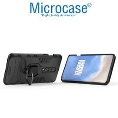 Microcase Oneplus 8 Batman Serisi Yüzük Standlı Armor Kılıf - Siyah