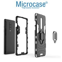 Microcase Oneplus 8 Batman Serisi Yüzük Standlı Armor Kılıf - Siyah