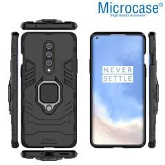 Microcase Oneplus 8 Batman Serisi Yüzük Standlı Armor Kılıf - Siyah