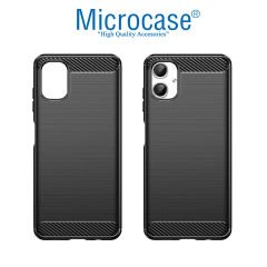 Microcase Samsung Galaxy A06 ile Uyumlu Brushed Carbon Fiber Silikon Kılıf - Siyah AL3332
