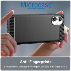 Microcase Samsung Galaxy A06 ile Uyumlu Brushed Carbon Fiber Silikon Kılıf - Siyah AL3332