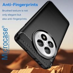Microcase OnePlus 13 ile Uyumlu Brushed Carbon Fiber Silikon Kılıf - Siyah AL3332