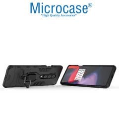 Microcase Oneplus 8 Pro Batman Serisi Yüzük Standlı Armor Kılıf - Siyah