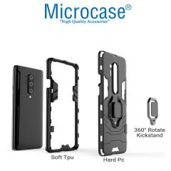 Microcase Oneplus 8 Pro Batman Serisi Yüzük Standlı Armor Kılıf - Siyah