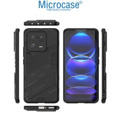 Microcase Xiaomi 13 Pro (Global) Matrix Serisi Armor Standlı Perfect Koruma Kılıf -Siyah AL3416