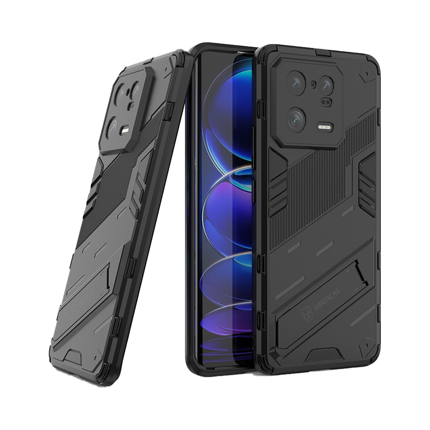Microcase Xiaomi 13 Pro (Global) Matrix Serisi Armor Standlı Perfect Koruma Kılıf -Siyah AL3416