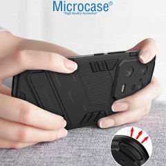 Microcase Xiaomi 13 Pro (Global) Matrix Serisi Armor Standlı Perfect Koruma Kılıf -Siyah AL3416