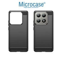 Microcase Xiaomi Mi 15 ile Uyumlu Brushed Carbon Fiber Silikon Kılıf - Siyah AL3332