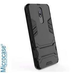 Microcase Xiaomi Redmi 8A Alfa Serisi Armor Standlı Perfect Koruma Kılıf - Siyah + Tempered Glass Cam Koruma