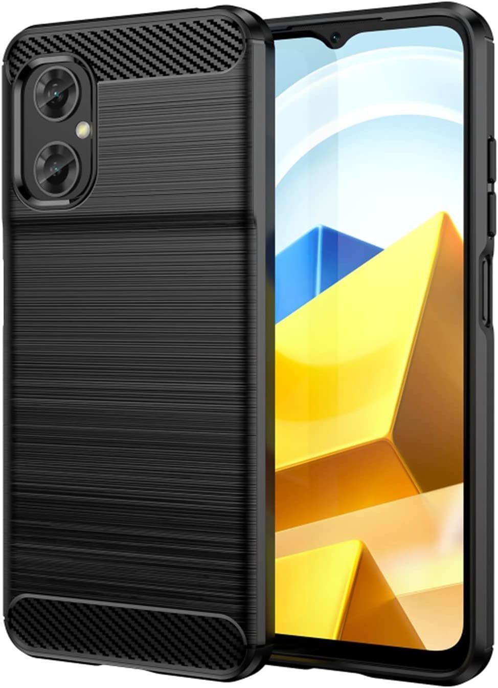 Microcase Xiaomi Redmi Note 11R Global-Poco M4 5G Brushed Carbon Fiber Silikon Kılıf - Siyah AL3332