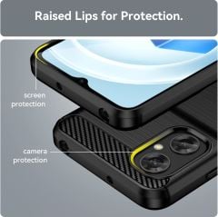 Microcase Xiaomi Redmi Note 11R Global-Poco M4 5G Brushed Carbon Fiber Silikon Kılıf - Siyah AL3332
