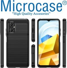 Microcase Xiaomi Redmi Note 11R Global-Poco M4 5G Brushed Carbon Fiber Silikon Kılıf - Siyah AL3332