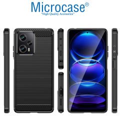 Microcase Xiaomi Poco F5 / Redmi Note 12 Turbo Brushed Carbon Fiber Silikon Kılıf - Siyah AL3332