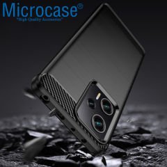 Microcase Xiaomi Poco F5 / Redmi Note 12 Turbo Brushed Carbon Fiber Silikon Kılıf - Siyah AL3332
