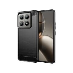 Microcase Xiaomi Mi 15 Pro ile Uyumlu Brushed Carbon Fiber Silikon Kılıf - Siyah AL3332