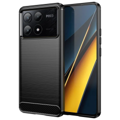 Microcase Poco X6 Pro / Xiaomi Redmi K70E Brushed Carbon Fiber Silikon Kılıf - Siyah AL3332