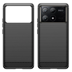 Microcase Poco X6 Pro / Xiaomi Redmi K70E Brushed Carbon Fiber Silikon Kılıf - Siyah AL3332