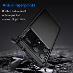 Microcase Poco X6 Pro / Xiaomi Redmi K70E Brushed Carbon Fiber Silikon Kılıf - Siyah AL3332
