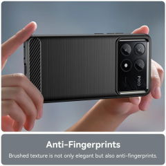 Microcase Poco X6 Pro / Xiaomi Redmi K70E Brushed Carbon Fiber Silikon Kılıf - Siyah AL3332