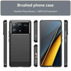 Microcase Poco X6 Pro / Xiaomi Redmi K70E Brushed Carbon Fiber Silikon Kılıf - Siyah AL3332